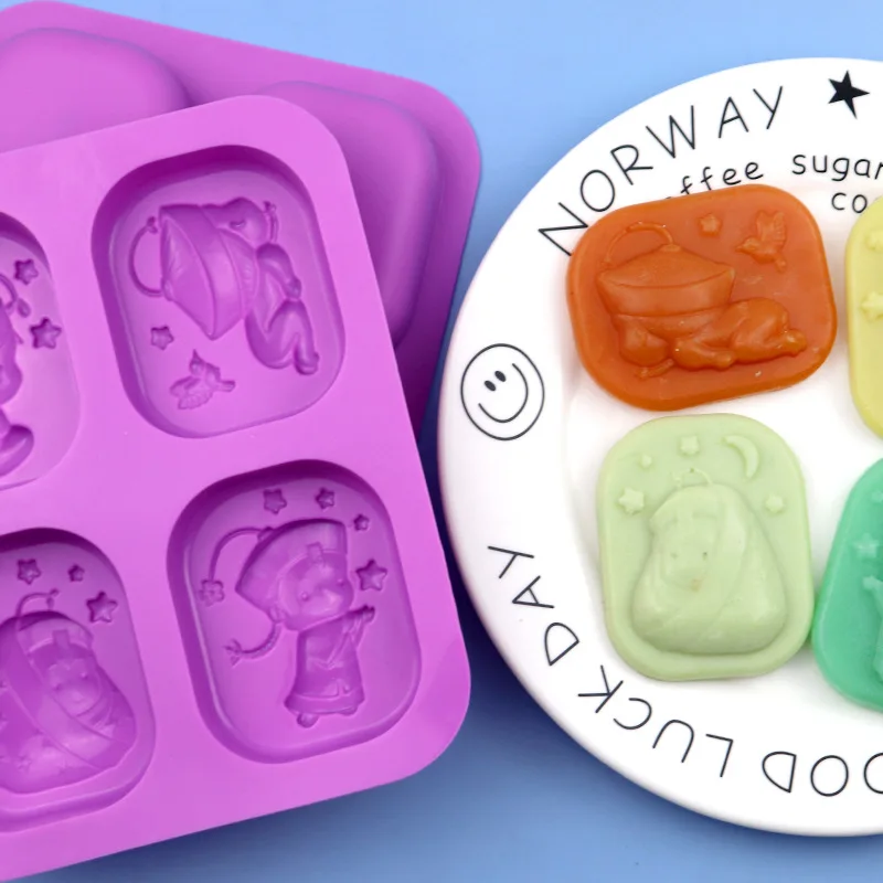 

4-hole Handmade Silicone Boy figure soap mold household baking tools