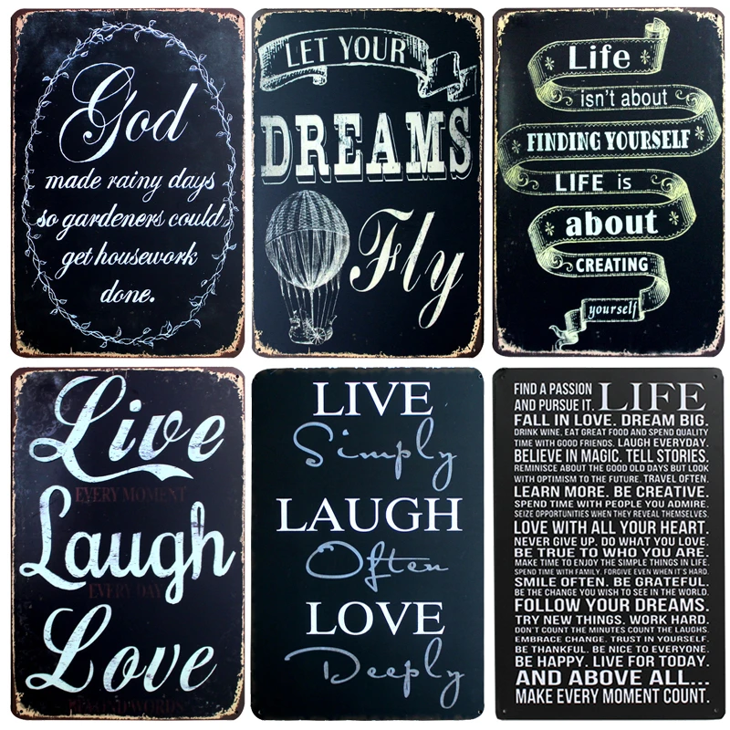 

Live Laugh Love Humorous Word Tin Sign Retro Colorful Character Metal Sign Art Decoration Man Cave Cafe Home Metal Plaques D