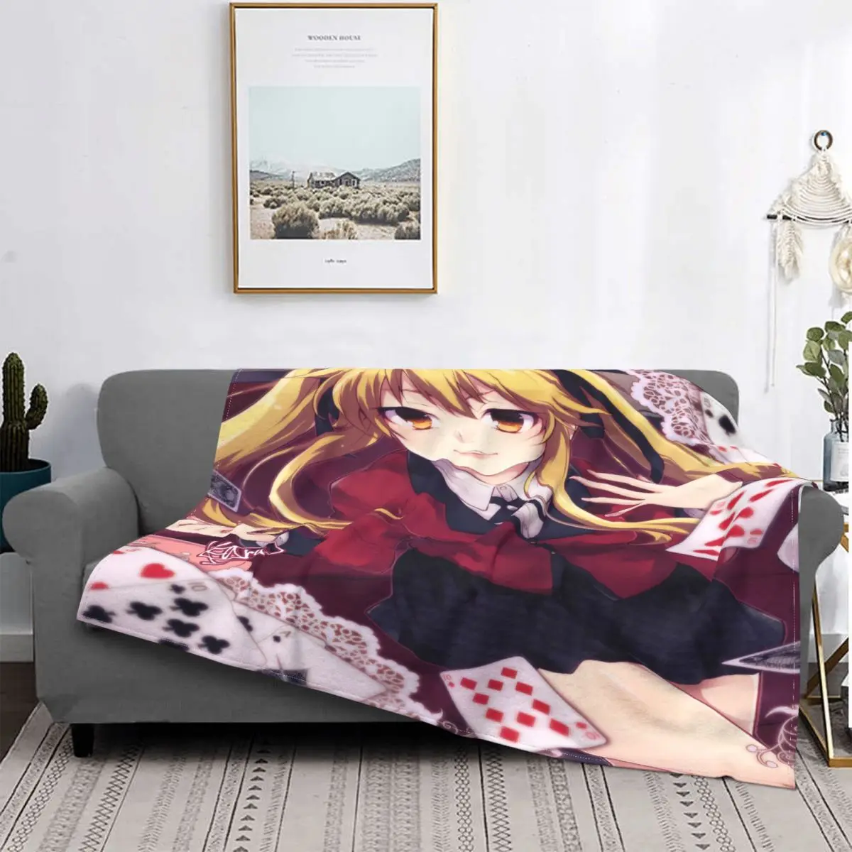 

Одеяло Kakegurui из кораллового флиса, плюшевое зимнее аниме портативное мягкое одеяло для дома и улицы, постельное белье