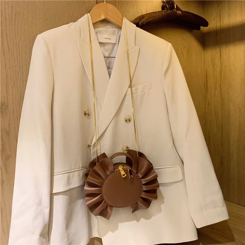 Брендовые шикарные Круглые Женские сумки с рюшами женская сумка из