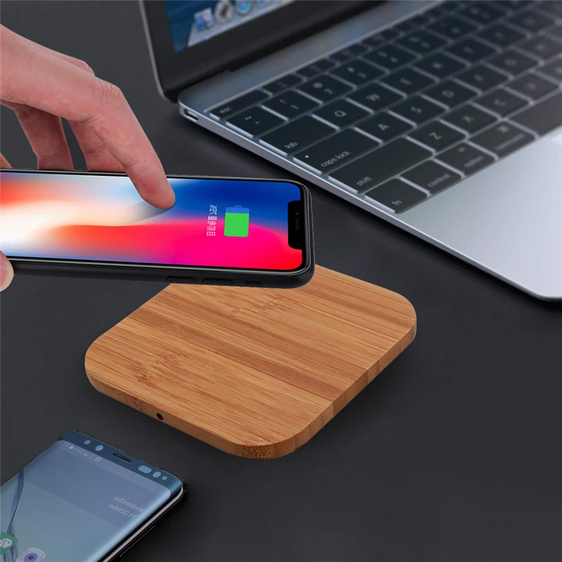 Беспроводное зарядное устройство Qi Slim Wood для iPhone X/XS Max XR 7 8 Plus Xiaomi Samsung S8 S9 S7 Note