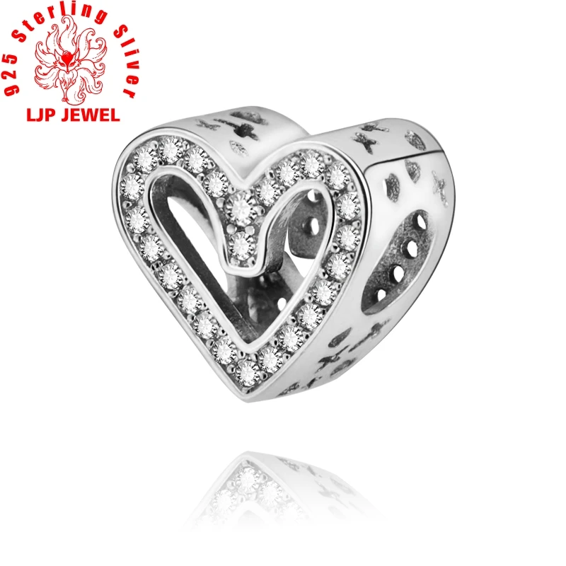 

2020 Valentine's New 925 Sterling Silver Beads Sparkling Freehand Heart Charm fit original pandora Bracelets Women DIY Jewelry