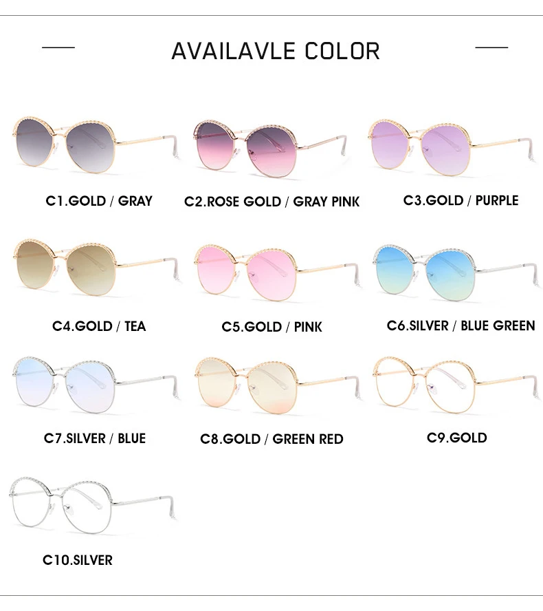 

Classic Oval Sunglasses Metal Female Luxury Brand Eyewear Gradient Sun Glasses Gafas De Sol