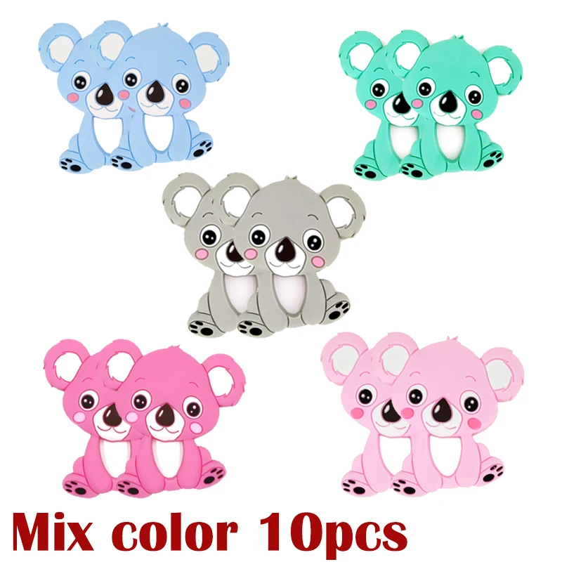 

1/10pcs/lot Baby Animal Silicone Teethers Koala Baby Teething Product Accessories for Pacifier Chains BPA Free Wholesale