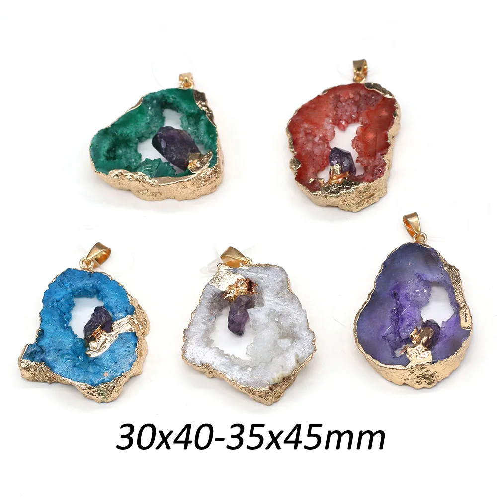 Подвеска из натурального Друза ожерелье зеленого/синего/белого агата подвески с