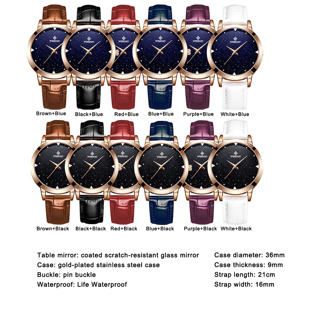 

Watches For Women Fashion 2021 Starry Sky Diamond Dial Cute Wristwatches Elegant Casual Watch Quartz Leather Wristwatch Gift