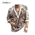 Футболка Covrlge Мужская льняная с вырезами, пикантная рубашка оверсайз, бандаж с глубоким V-образным вырезом, повседневная однотонная, LineMTS663, на лето