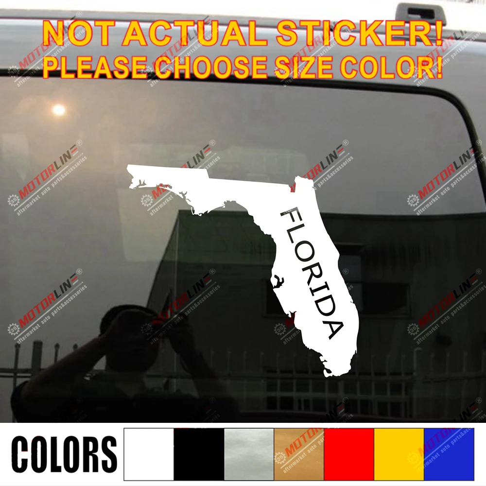 Карта штата Флорида США Наклейка Стикер автомобиля винил выбрать размер цвет без