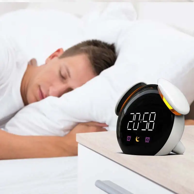

Intelligent Colorful Alarm Clock Electronic Creative Mini Digita Clock Led Table Watch Small Desk Clock Luminous Silent