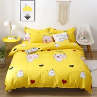 yellow lucky pig cartoon cute luxury comforter bedding set adult fashion modern king queen twin size bed linen duvet cover set