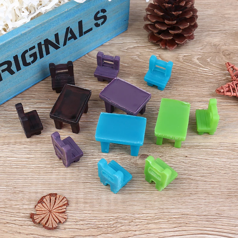 3 шт. 1:12 Кукольный домик Миниатюрный резиновый стол стул Сказочный Сад Куклы