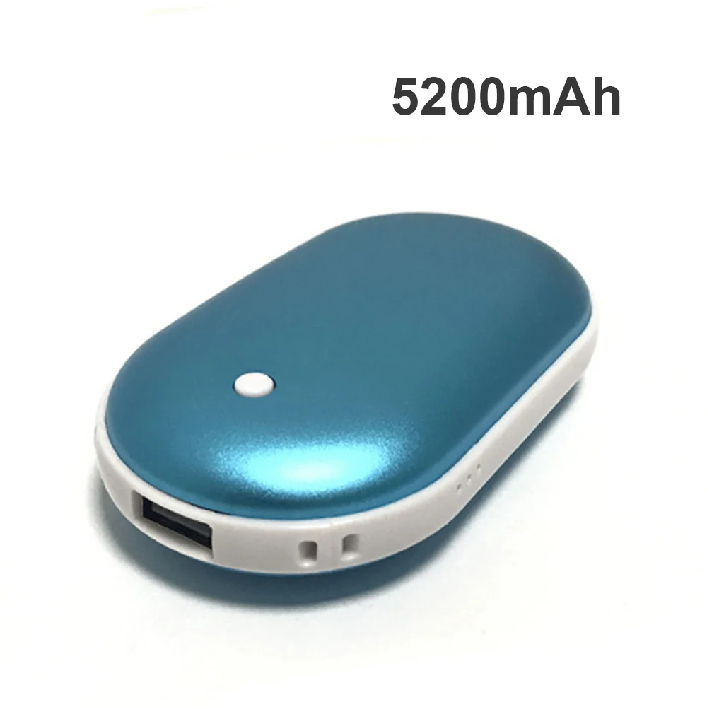 blue-5200mAh 2 в 1 портативный USB Перезаряжаемый электрический грелка для рук карманный внешний аккумулятор зимний двусторонний нагревательный внешний аккумулятор для подарка на год - Цвет: blue-5200mAh