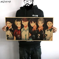 anime haikyuu a collection of characters kraft paper poster home room wall decoration painting 70x35 5cm