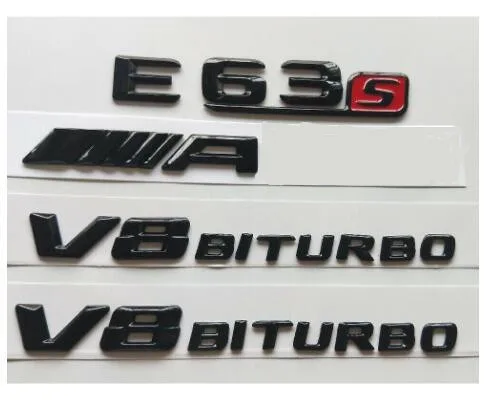 Глянцевые черные 3D буквы E63s Для AMG V8 BITURBO эмблемы для Mercedes W212 W213 | Автомобили и