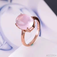 kjjeaxcmy fine jewelry 925 sterling silver natural rose quartz hibiscus stone new woman female ring marry party birthday gift