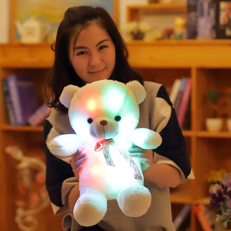 

50cm Creative Light Up LED Teddy Bear Stuffed Animals Plush Toy Colorful Glowing Christmas Gift for Kids Pillow
