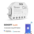 SONOFF DUAL R3 DualR3 Wifi DIY Переключатель 2-полосный контроль мощности замеры 2 банды светильник занавес переключатель работает с Siri Alexa Google Home