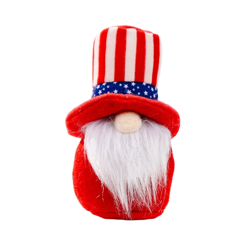 

Q0KF Patriotic Gnome Veterans Day American President Election Decoration 4th of July Gift Stripes Nisse Tomte Handmade