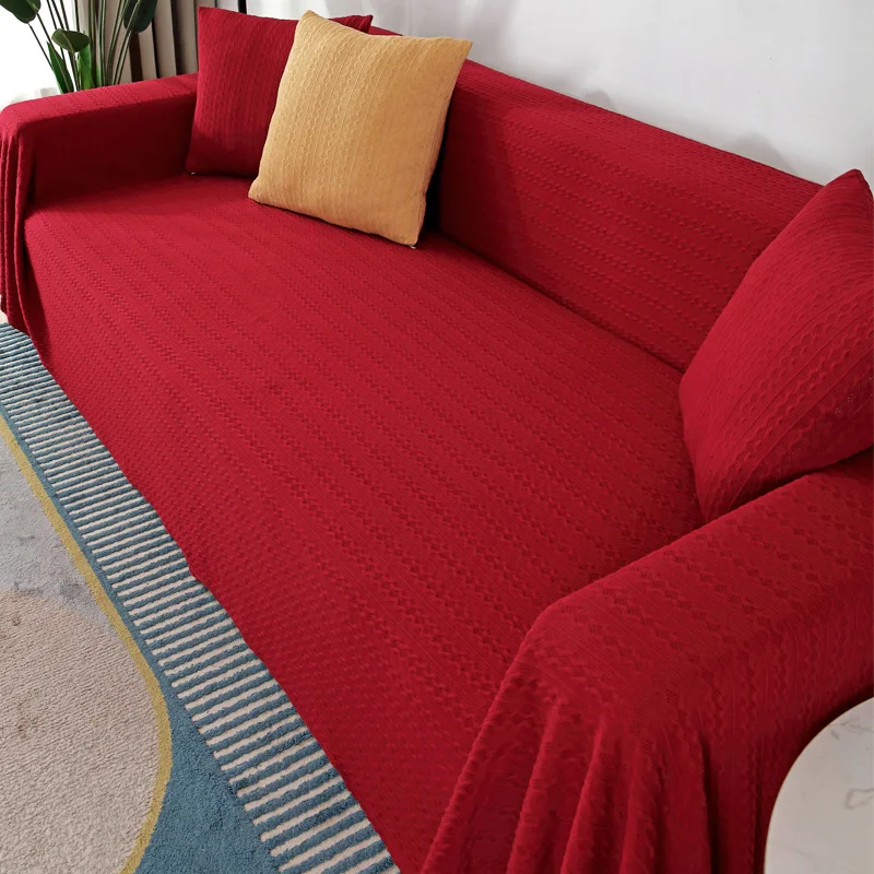 

New Plush Sofa Cover Pure Color Fashionable Non-slip Sofa Towel Bay Window Floor Cushion Multi-purpose Living Room Cushion
