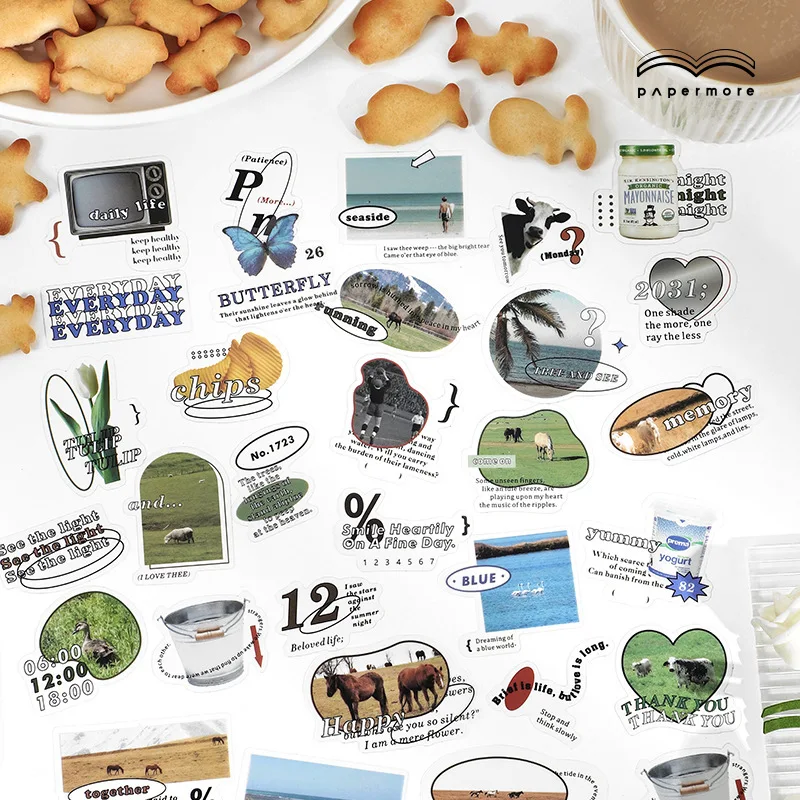 

60 Pieces / Year Old Happy Series Stickers DIY Diary Photo Album Planner Ins Style Hand Account Decorative Element Stickers