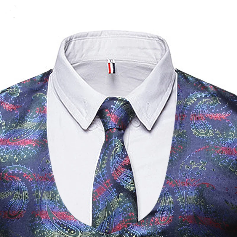 Men's Purple Paisley Dress Vest Necktie Pocket Square Set 2022 Fashion Classic Party Wedding Tuxedo Vests Waistcoat Men Gilet | Мужская