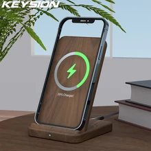 KEYSION 15W Qi Wireless Charger Wooden Quick Charge Stand For iPhone 12 Pro 11 XR XS Samsung S21 S20 S10 Xiaomi Mi 11 Huawei P50
