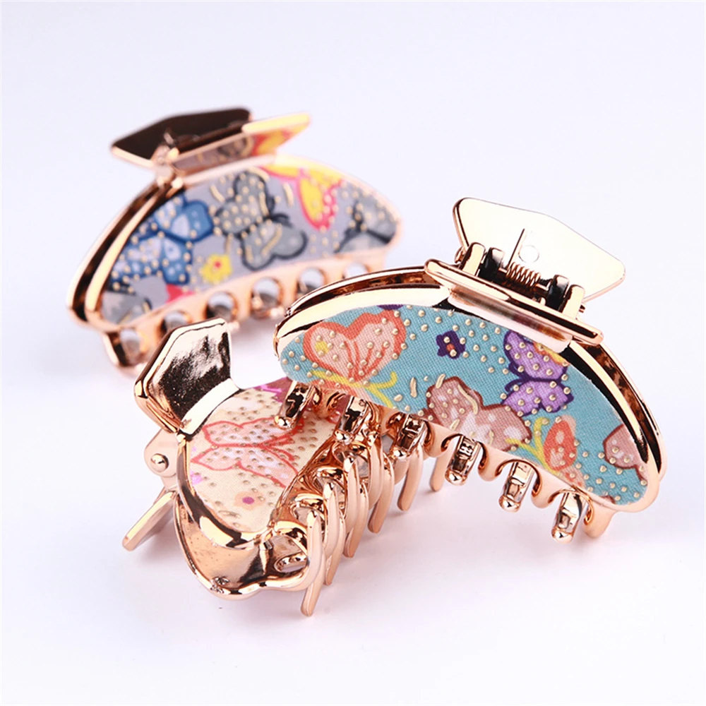Заколка краб женская с бабочкой модный элегантный зажим для волос аксессуар на