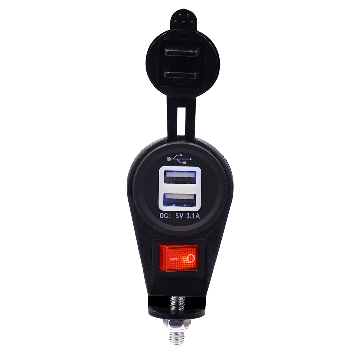 

12-24V Motorcycle Phone Charger Universal 5V 3.1A Dual USB Port Charger Equipped With 1 LED Light Switch
