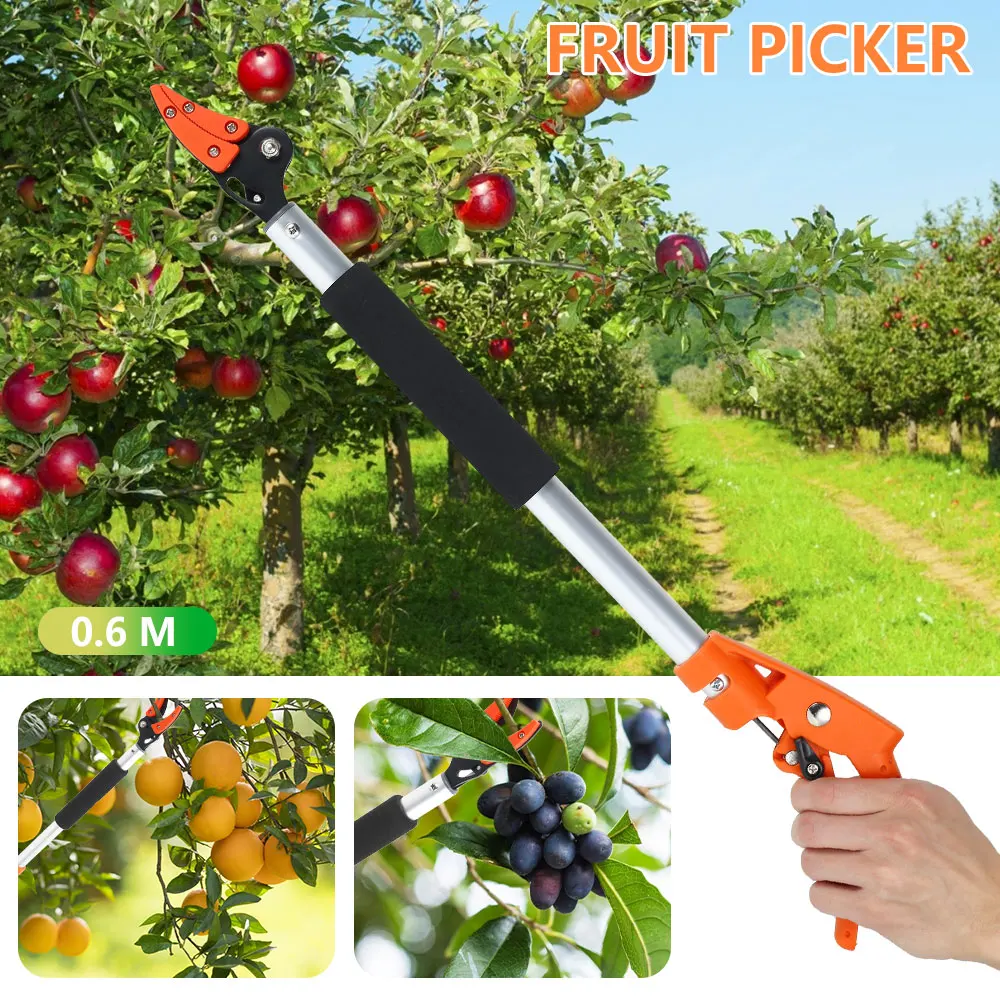 

1PC 0.6m Extra Long Fruit Picker Pruning and Hold Bypass Pruner Max Cutting Tree Cutter Garden Tools for Gardening Farm Garden