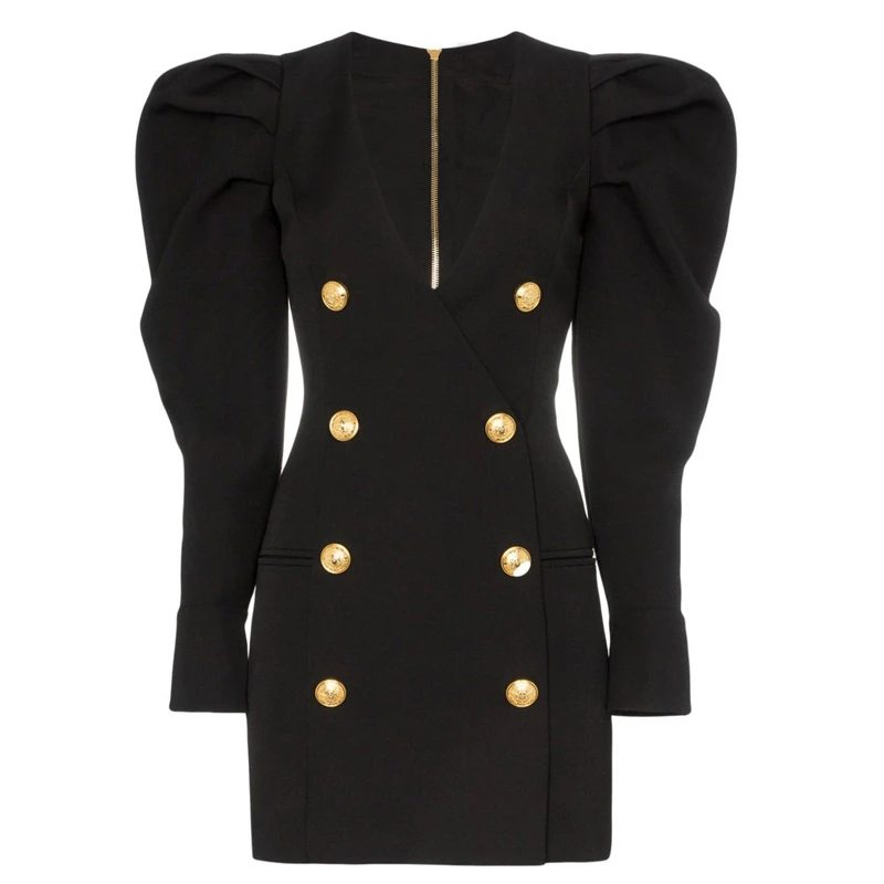 

TWOTWINSTYLE Autumn Women's Dress O Neck Puff Sleeve High Waist With Sashes Pencil Mini Dresses Female 2020 Vintage Fashion New