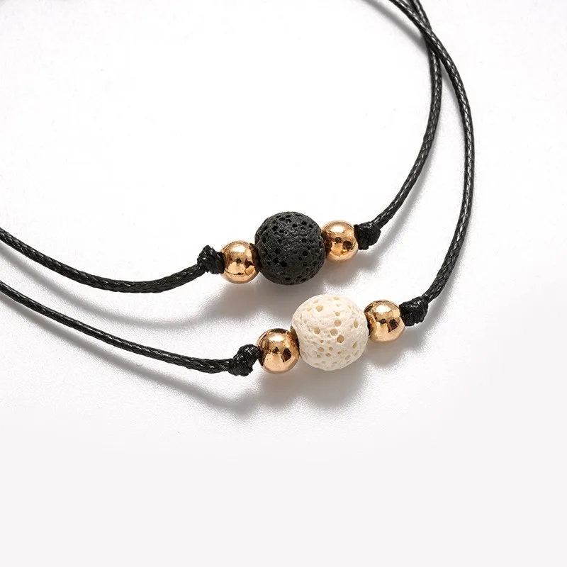 

Lava Natural Stone Rope Weave Bracelets & Bangles For Women Handmade Bracelets Charm Friendship Jewelry Lovers Couple Bracelet