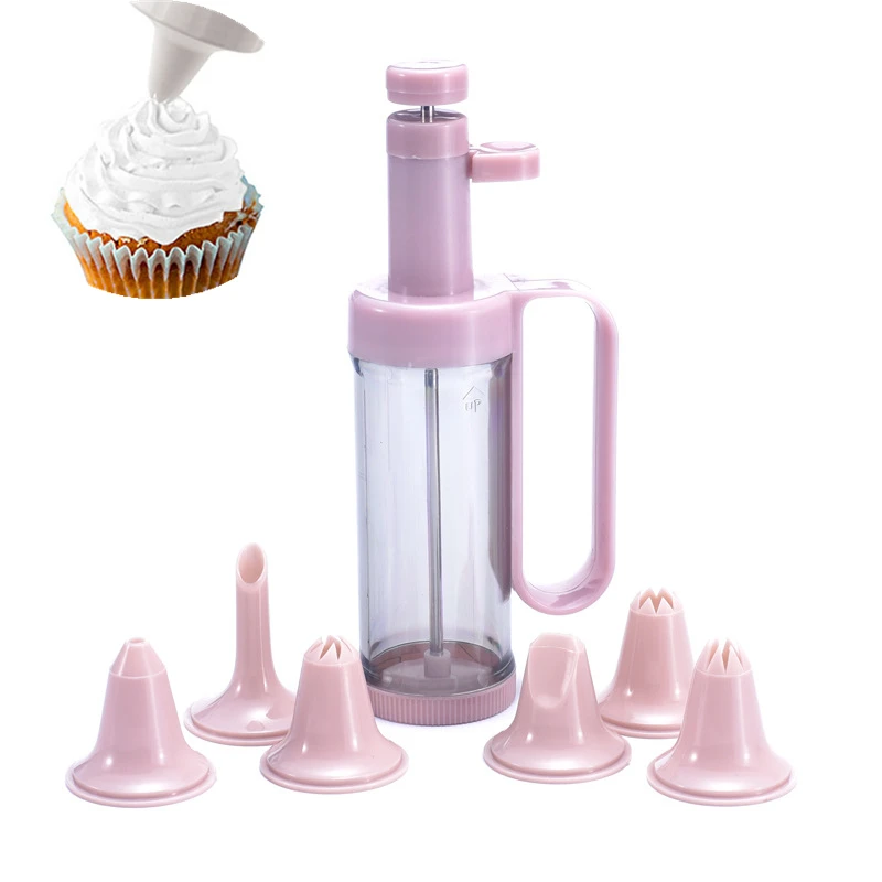 

6Pcs Cake Cream Decorating Gun Set DIY Chocolate Pastry Syringe Nozzles Confectionery Cookie Airbrush Kitchen Baking Tools