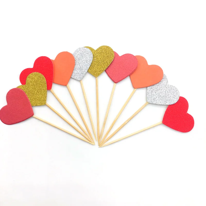 20 шт. Золотые сердца звезды кексы топы для детского душа вечерние украшения на