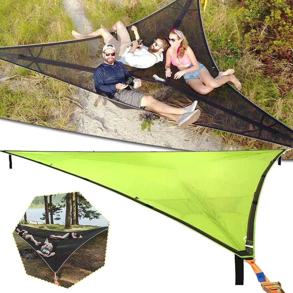 

Multi-Person Triangle Camp Hammock Giant Three-Point Hammocks Aerial Hiking Portable Hammock Hanging Bed Hunting Sleeping Swing