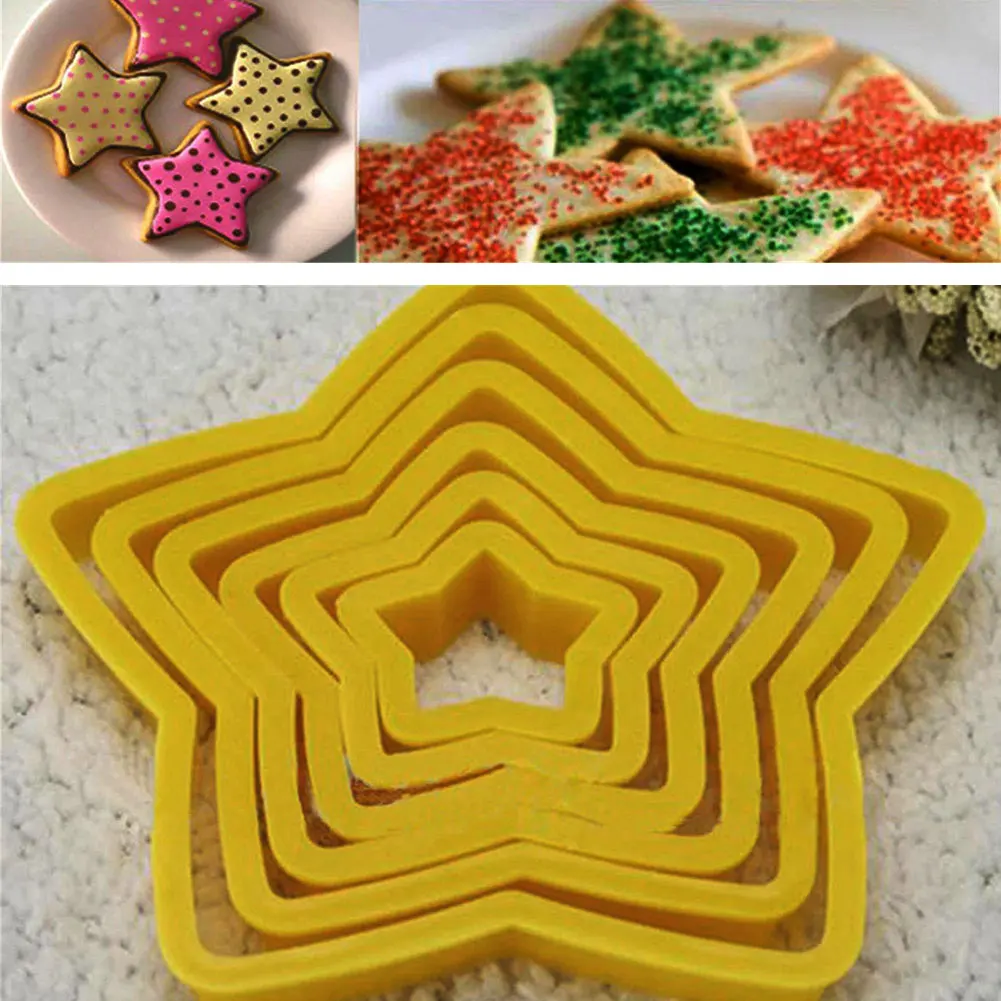 

6PCS Star Cookie Molds Set Five Pointed Star Fondant Biscuit Moulds DIY Baking Molds Kitchen Cookie Maker Cake decorating Tool