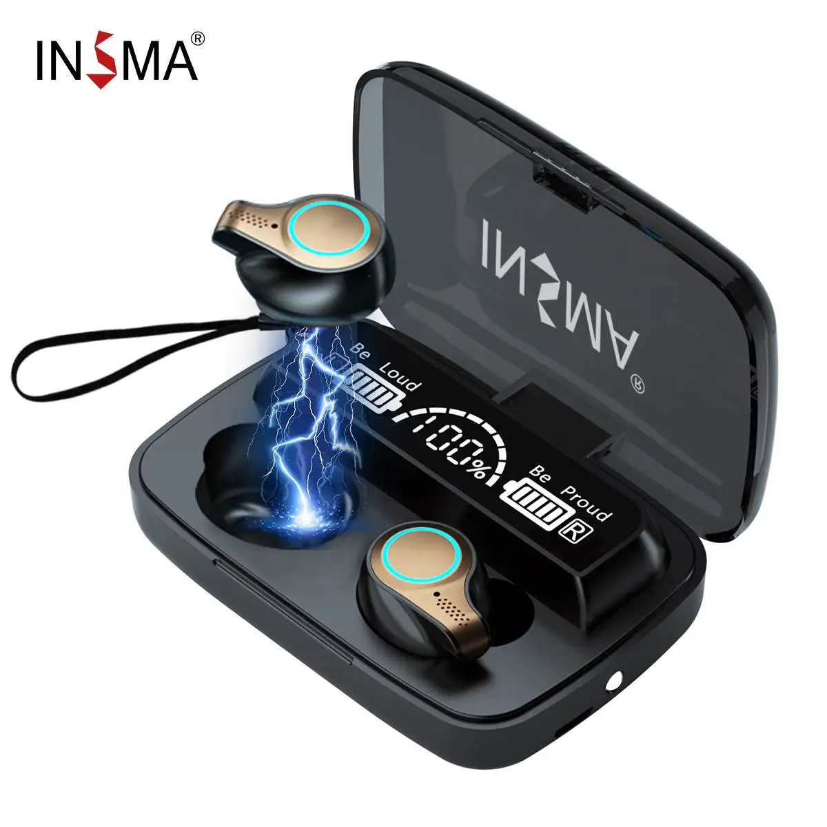 

Bluetooth 5,1 Беспроводные наушники с микрофоном, спортивные водонепроницаемые TWS наушники Bluetooth, беспроводные наушники с сенсорным управлением, ...