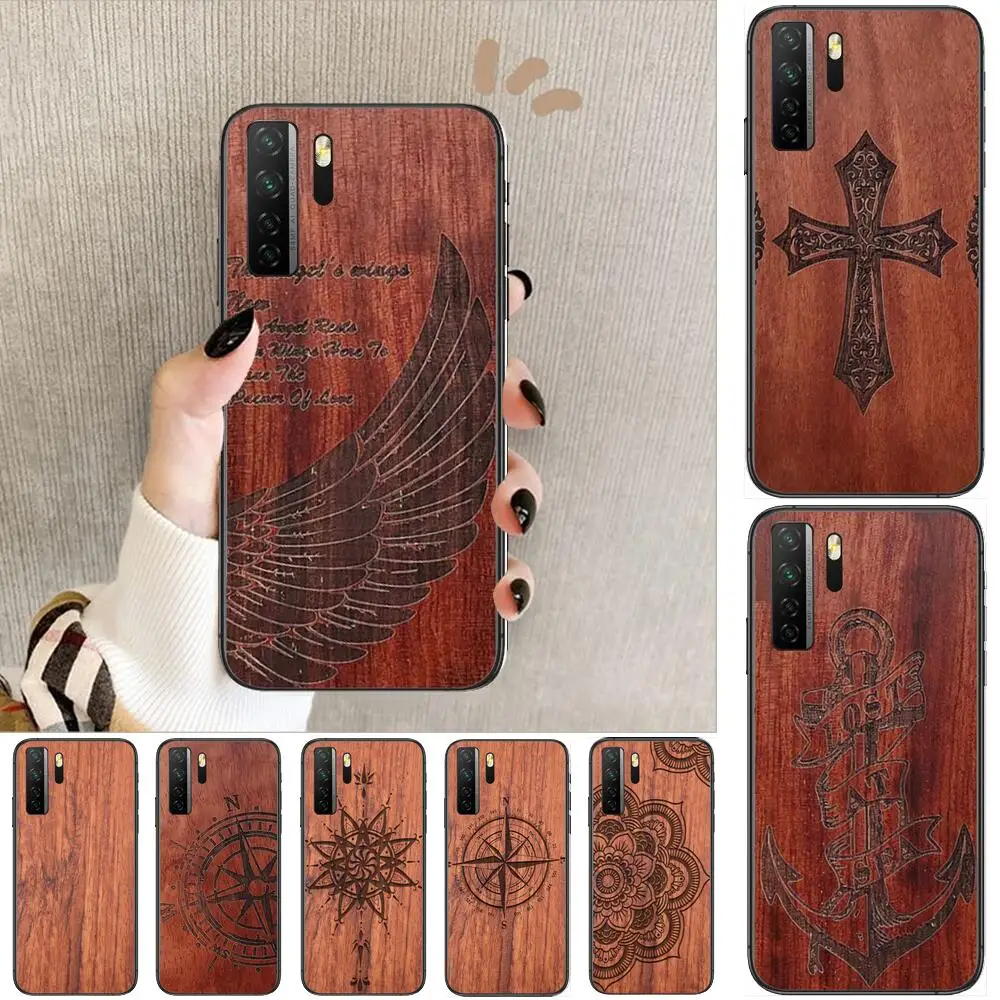 

Natural wood texture pattern luxury Black Soft Cover The Pooh For Huawei Nova 8 7 6 SE 5T 7i 5i 5Z 5 4 4E 3 3i 3E 2i Pro Phone C