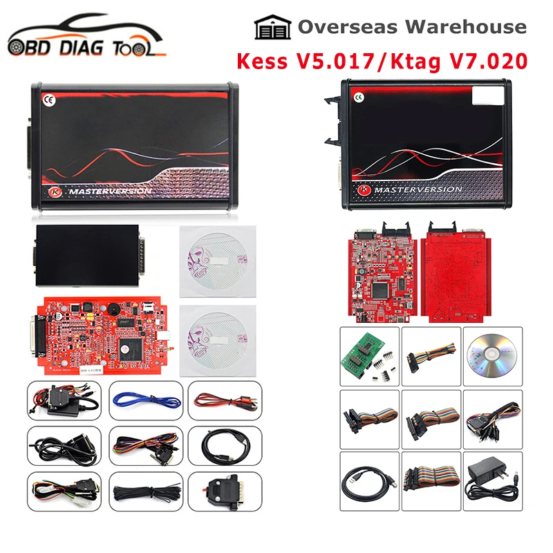 Разблокированные адаптеры 2 80 EU Red Kess V5.017 Ktag V7.020 4 светодиодный BDM Master ECU чип
