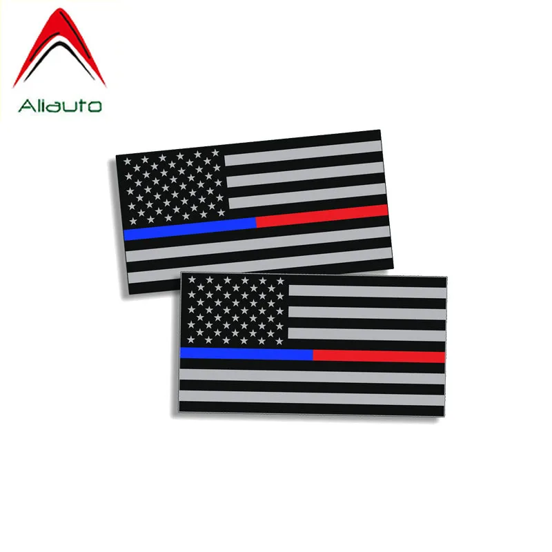 

Aliauto 2 X Reflective Police Fireman Rescue EMT US Flag Car Sticker PVC Decal for Chevrolet Peugeot Hyundai Audi Bmw,12CM*6CM