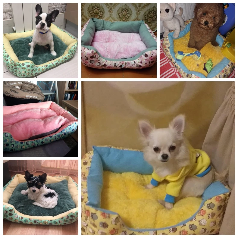 Зимняя плюшевая кровать домик собачья Конура постель коврик для питомца собаки