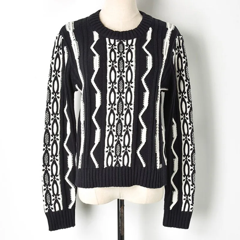 Высокое качество осень зима 2018 новый модный подиумный свитер женский круглый