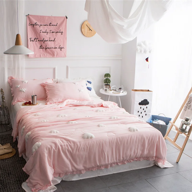 للبيع 3D Clouds Summer Thin Quilt Blue Ruffles Three-dimensional Clouds Air Conditioning Quilts Home Sofa Blanket Office Nap Blankets