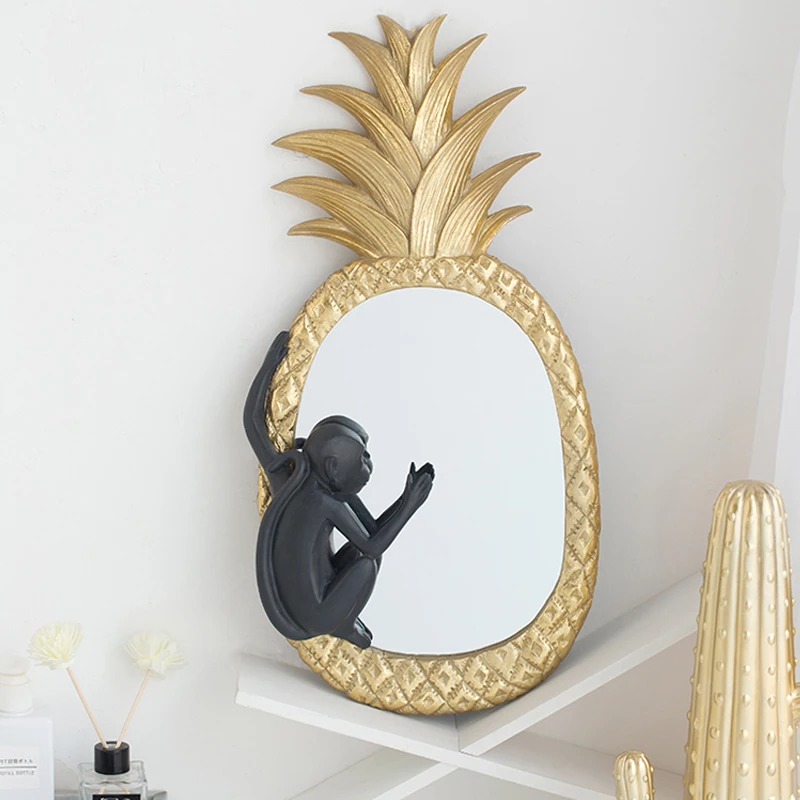 Зеркало для макияжа в виде обезьяны лазания на золотой ананас статуя спальни
