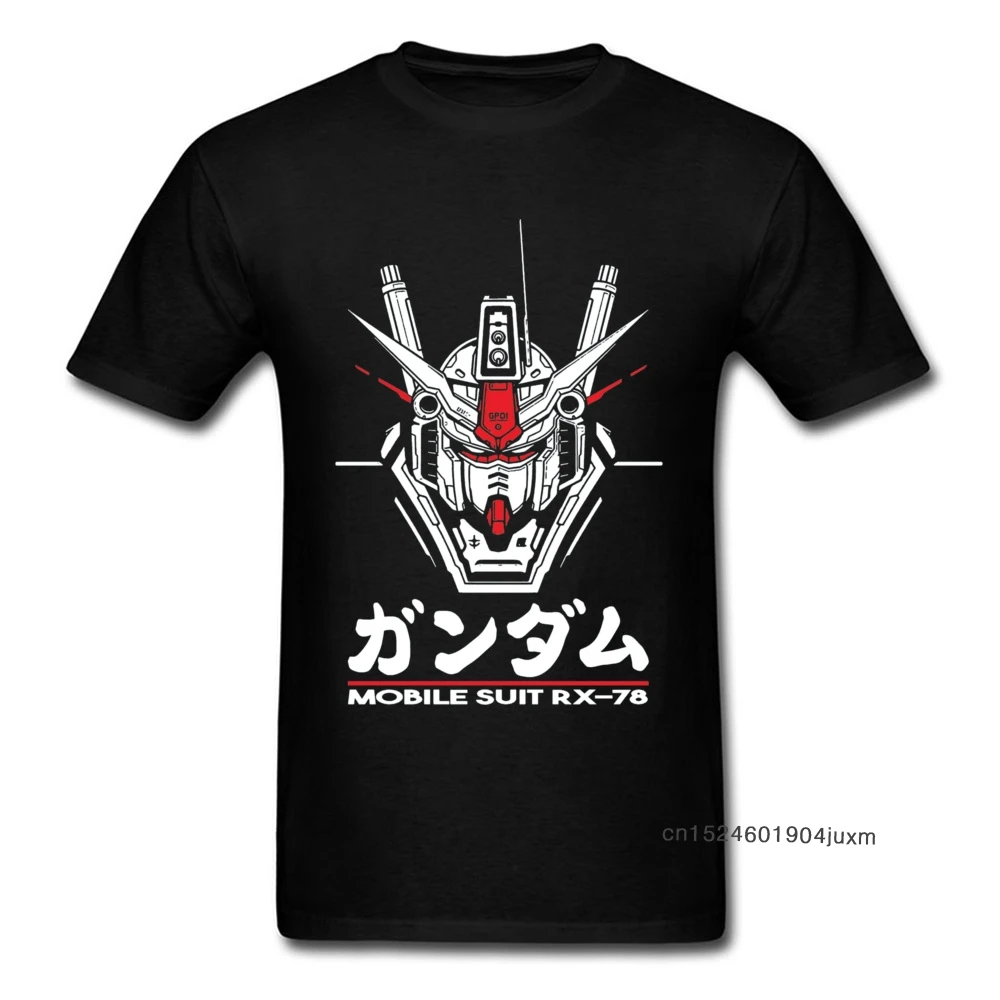 

RX 78 Gundam Tops Tees Men Awesome Tshirt Male Cotton Black T Shirt Gundam T-shirt Japan Harajuku Street Clothes Geek RX-78 Suit