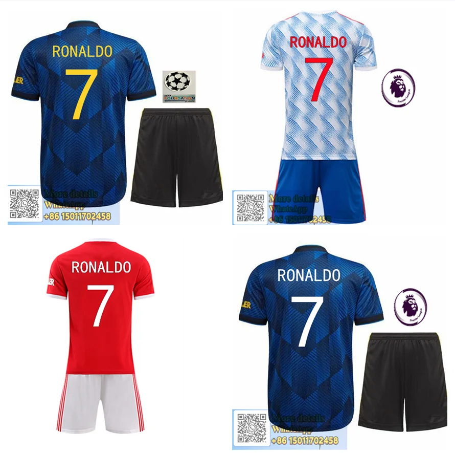 

Maillot football Fast shipping Ronaldo United home away 3rd 2021 2022 Best quality 21-22 Manchester kids kit+shorts