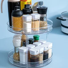 Turntable Storage Bin Practical Plastic Storage Box of Tea Sweeteners and More Turntable Spice Rack for the Kitchen Cupboard