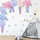 Наклейка на стену с фиолетовыми цветами лаванды, домашний декор для гостиной, спальни, дивана, комбинированная самоклеящаяся наклейка s
