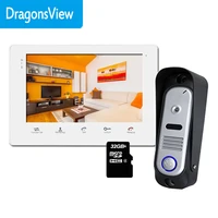 dragonsview 7 inch wired video door phone record home intercom system doorbell with camera day night ir leds talk unlock