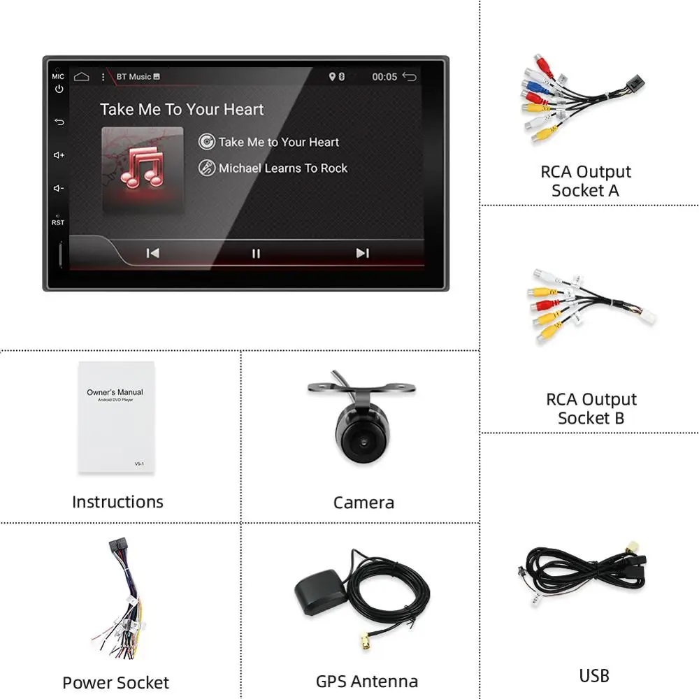 Автомобильный мультимедийный плеер 2din Android 10 0 четырехъядерный 7 дюймов