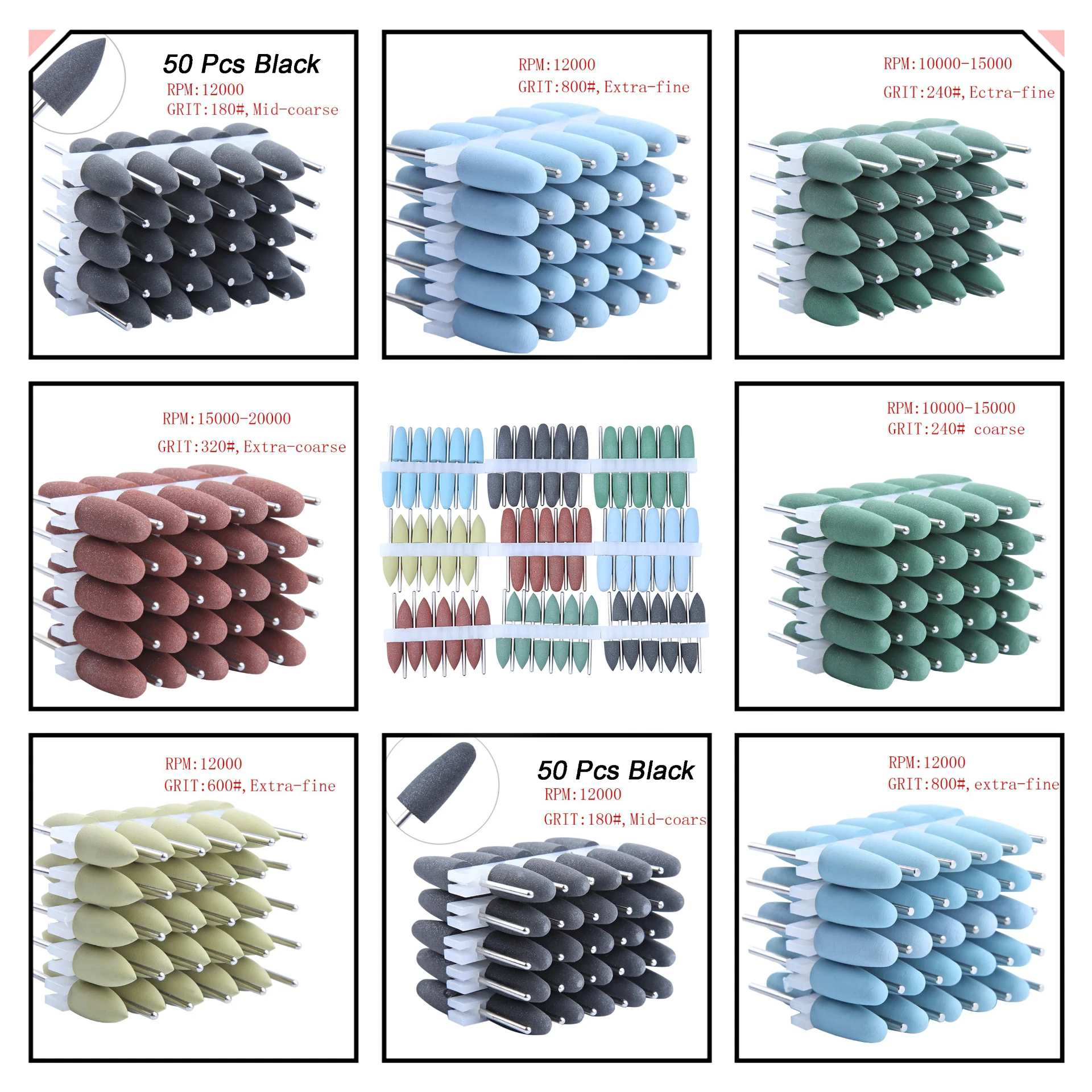 50 шт. полировщик зубов силиконовая резина фреза наконечник шлифовальный станок